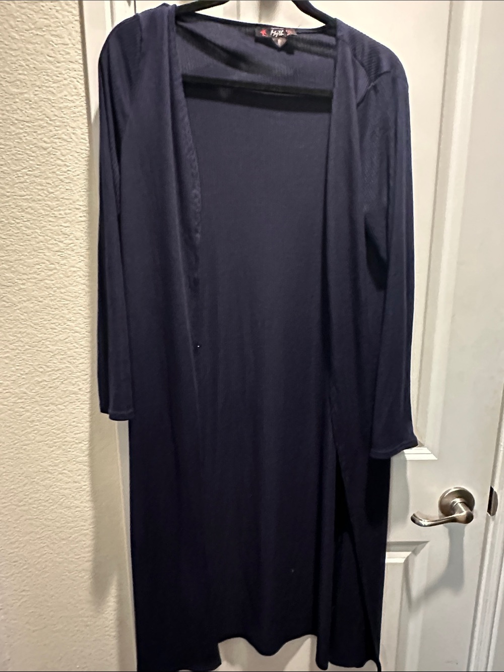 Navy Long Open Front Cardigan
